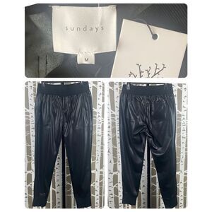 Sundays Brasada NEW $216 Faux Leather Joggers sz M Black